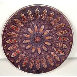 Vintage Cathedral glass plate Rose window faux stained glass religious gift